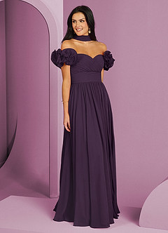 Barbie ♥ Azazie Bridesmaid Dresses Plum A-Line Off the Shoulder Chiffon Convertible Dress image3