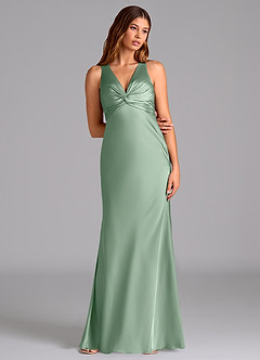Azazie Hati Bridesmaid Dresses Agave Mermaid Stretch Satin Dress image3