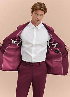front James Burgundy Structured Stretch Suit Jacket
