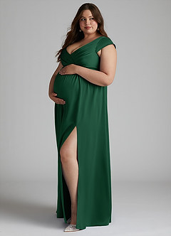Azazie Allessia Maternity Bridesmaid Dresses A-Line Pleated Stretch Satin Floor-Length Dress image8