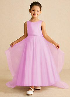 Azazie Pumpkin Robe Demoiselle D'honneur Fillette Robe Trapèze en Tulle Convertible Rose Bonbon image2
