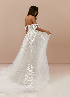 Azazie Evergarden Abiti da Sposa Abito A-Line in Tulle Lustrini Diamante Bianco Sabbia image2