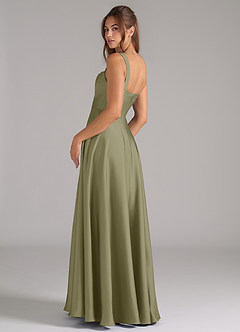 Azazie Shaude Brautjungfernkleider A-Linie Plissee Stretch-Satin Kleid Pistazie image7
