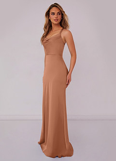 Barbie ♥ Azazie Bridesmaid Dresses Bronzer Mermaid Pleated Stretch Satin Dress image4