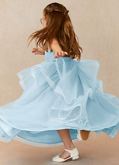 Azazie Sofia Flower Girl Dresses Sky Blue A-Line Beaded Tulle Dress image2