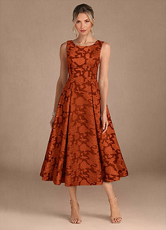 Azazie Fulton vestidos de madre de la novia Vestido de Pimenton de Devorado Floral de Corte en A con Plisado image5