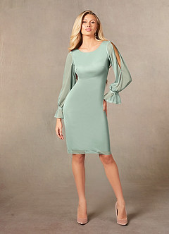 Azazie London Mother of the Bride Dresses Agave Sheath Mesh Dress image3
