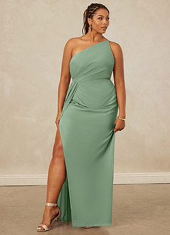 Christian Siriano Bridal for Azazie 1003 Bridesmaid Dresses Matcha Sheath One Shoulder Chiffon Dress image11