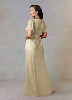 Upstudio Alameda Final Sale Champagne A-Line Ruched Metallic Mesh Dress image2