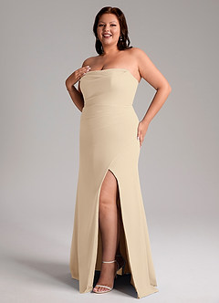 Azazie Leonis Bridesmaid Dresses Champagne Sheath Strapless Chiffon Convertible Dress image13