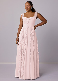 Barbie ♥ Azazie Bridesmaid Dresses Blushing Pink A-Line with Pockets Chiffon Dress image9