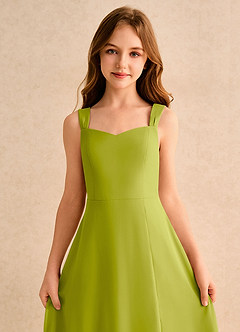 Azazie Makani Girls Formal Robe Demoiselle D'honneur Fillette Robe Trapèze en Mousseline de soie Encolure en Forme de Cœur Citronnelle image6