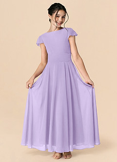 Azazie Payton A-Linie Schleifen Chiffon Kleid Flieder image3