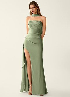 Esperanza Light Green Satin Sparkly Lace Up Back Prom Dress image5