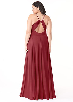 Azazie Avelina Bridesmaid Dresses Pomegranate A-Line V-Neck Pleated Chiffon Dress image7