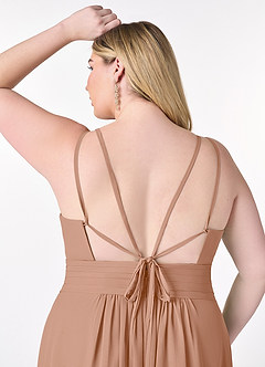 Azazie Farren Bridesmaid Dresses Champagne Rose A-Line Pleated Chiffon Convertible Dress image16