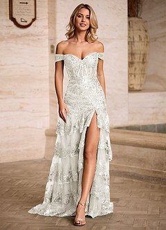 Jenna Hvid Flæset Glitter Havfrue Gallakjole image10