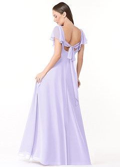 Azazie Syenna Robes de demoiselle d'honneur Robe Trapèze en Mousseline de soie Rayé Lilas image2