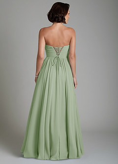 Azazie Petra At-home Try On Dresses Dusty Sage A-Line Corset Chiffon Dress image2