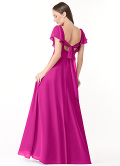 Azazie Syenna Jurken voor bruidsmeisjes Jurk van Chiffon met A-Lijn Ruches Fuchsia image2