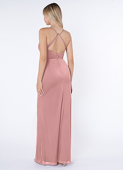 Azazie Kalea Final Sale Dusty Rose Mermaid Pleated Mesh Dress image4