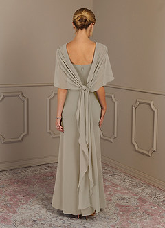 Azazie Dion Mother of the Bride Dresses Taupe Sheath Scoop Stretch Crepe Dress image6