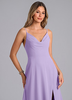 Azazie Sarella Bridesmaid Dresses Lilac A-Line with Pockets Chiffon Dress image5