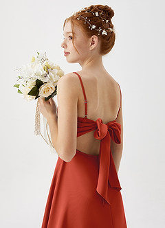 Azazie Shale Junior Rust A-Line Stretch Satin Dress image1