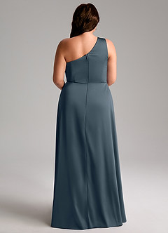 Azazie Brooke Bridesmaid Dresses Twilight A-Line One Shoulder Stretch Satin Dress image9