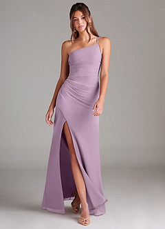 Azazie Eren Bridesmaid Dresses Wisteria Sheath One Shoulder Chiffon Dress image1