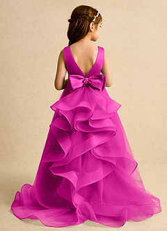 Azazie Lior vestidos de niña de las flores Vestido de Fucsia de Tul de Princesa con Plisado image8