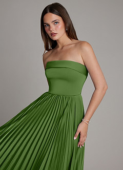 Azazie Mariana Brautjungfernkleider Eine Linie Plissee Stretch-Satin Kleid Basilikum image4