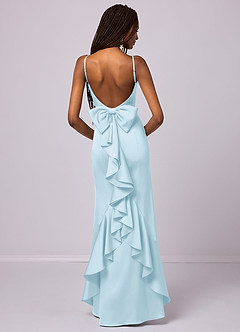 Barbie ♥ Azazie Bridesmaid Dresses Sky Blue Mermaid Bow Stretch Satin Dress image1