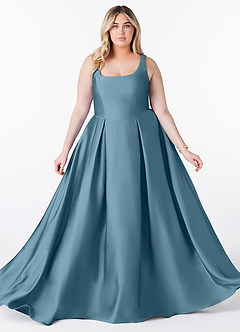 Azazie Neve Bridesmaid Dresses Bermuda Ball-Gown with Pockets Stretch Satin Dress image10