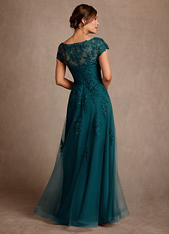 Azazie Jalinda Mother of the Bride Dresses Pine A-Line Lace Chiffon Dress image2