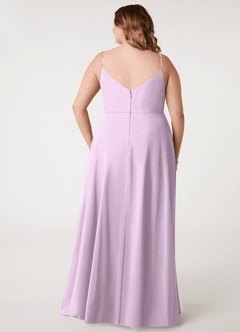 Azazie Daenerys Bridesmaid Dresses Frosted Lilac A-Line Cowl Chiffon Dress image9