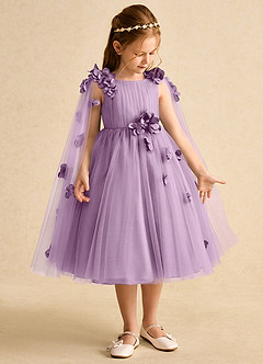Azazie Staria Flower Girl Dresses Wisteria Ball-Gown Ruched Tulle Dress image7