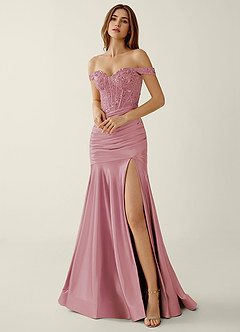 Briareny Rose Robe de bal en satin stretch brodé de dentelle et de sequins image5