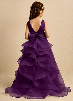 Azazie Lior Flower Girl Dresses Grape Ball-Gown Pleated Tulle Dress image1
