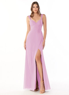 Azazie Audre Bridesmaid Dresses Candy Pink Mermaid Pleated Chiffon Dress image1