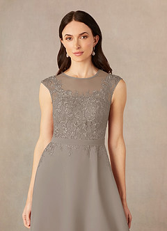 Azazie Klaus Mother of the Bride Dresses Taupe A-Line Scoop Sequins Chiffon Dress image5