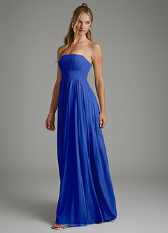 Azazie Ari Jurken voor bruidsmeisjes Jurk van Chiffon met A-lijn Strapless Koningsblauw image4