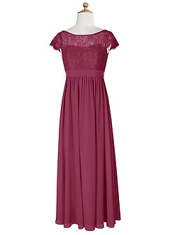 Azazie Silvermist Junior Mulberry A-Line Pleated Chiffon Dress image8
