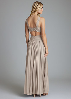 Azazie Hosanna Bridesmaid Dresses Frost A-Line Pleated Chiffon Dress image3
