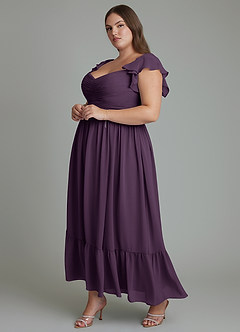 Azazie Anaya Bridesmaid Dresses Plum A-Line Sweetheart Neckline Chiffon Dress image10