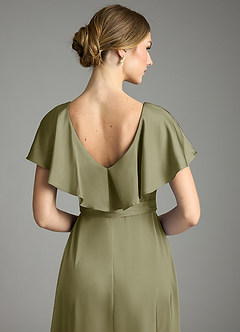 Azazie Lainey Bridesmaid Dresses Pistachio A-Line with Pockets Stretch Satin Dress image2