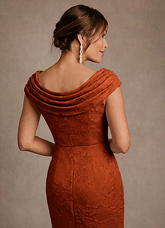 Azazie Irvine Mother of the Bride Dresses Paprika A-Line Pleated Floral Burnout Dress image5