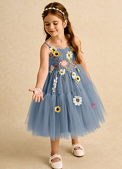 Azazie Osea Flower Girl Dresses Twilight Ball-Gown Pleated Tulle Dress image1