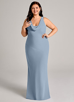 Azazie Rylina Bridesmaid Dresses Dusty Blue Mermaid Pleated Chiffon Dress image10