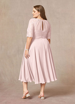 Azazie Dorothea Final Sale Blushing Pink A-Line Scoop lace Chiffon Dress image6